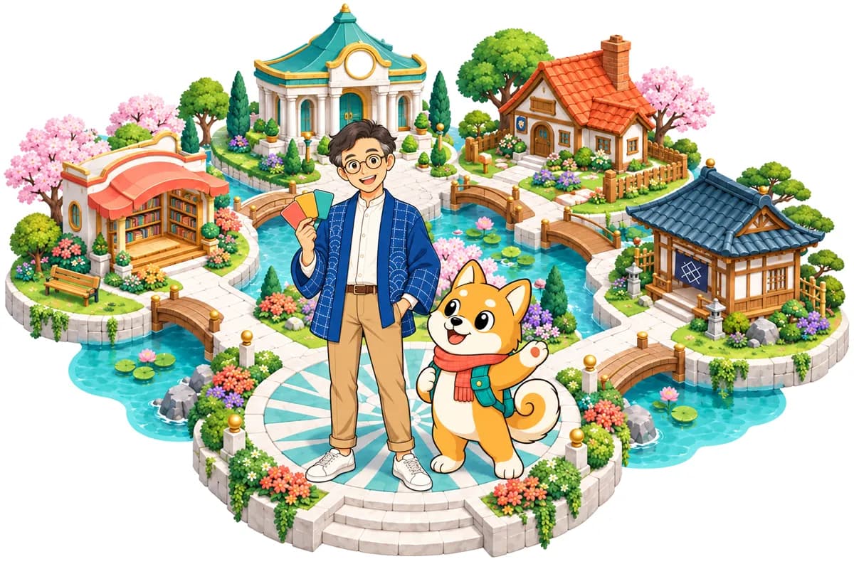 Mochi and Yama-sensei at the start of Mochi's Village