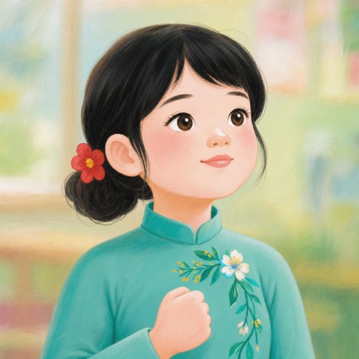 Mai lifting her chin with quiet courage