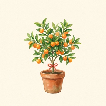 Watercolor of a kumquat tree