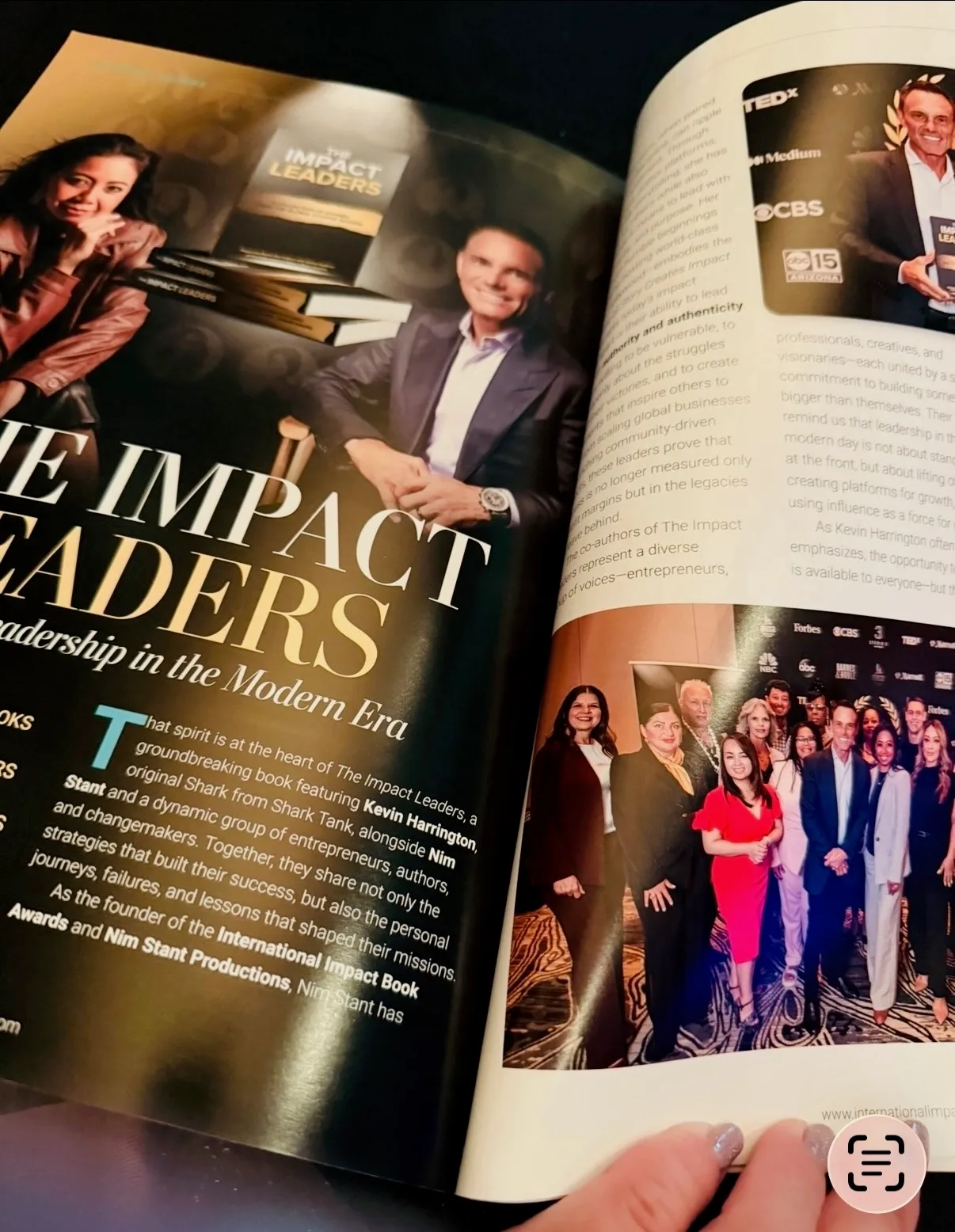Magazine feature spread about The Impact Leaders collection