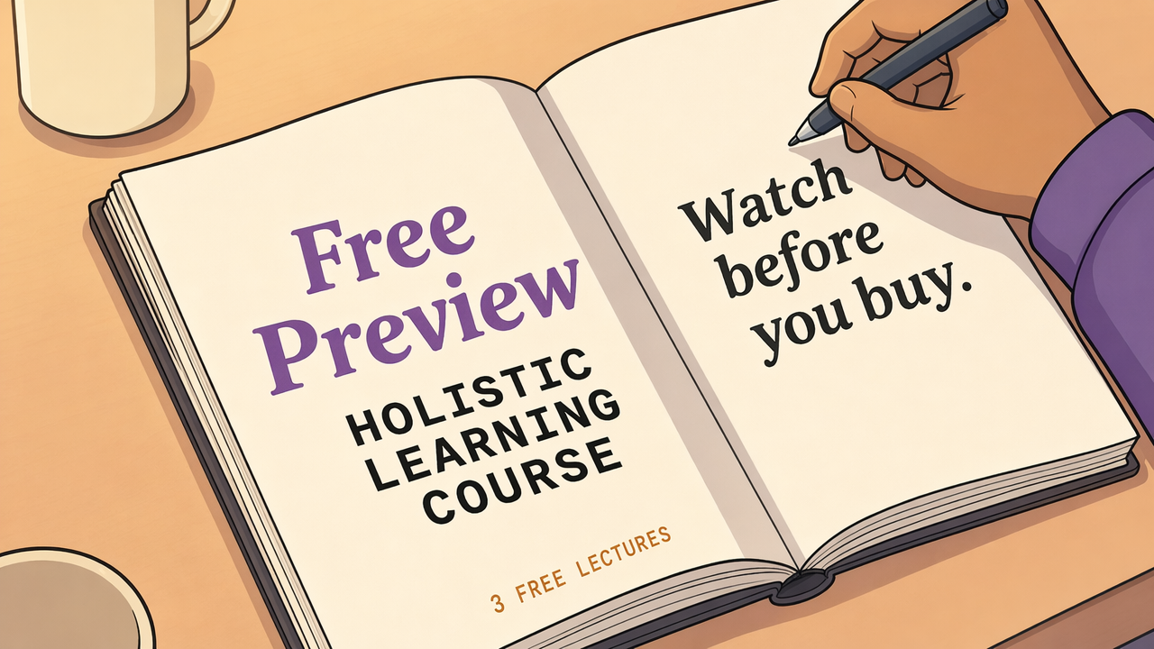 Close-up of a journal from Dr. Nakata's Holistic Learning Course